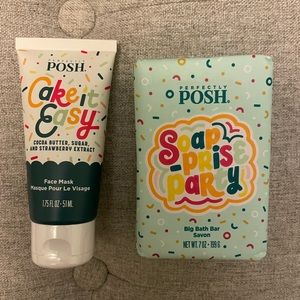 Perfectly posh cake it easy mask & soap-prise party bath bar